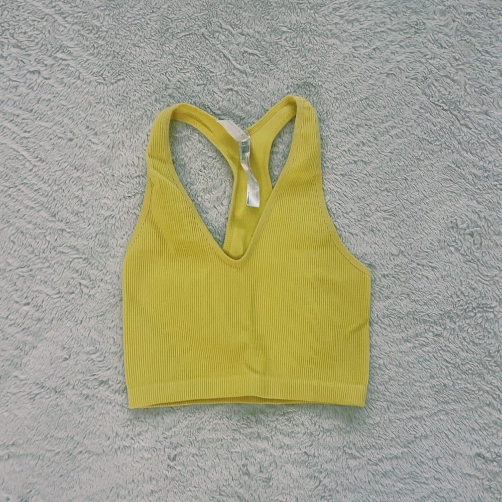 Free People Movement Yellow Ribbed Crop Top